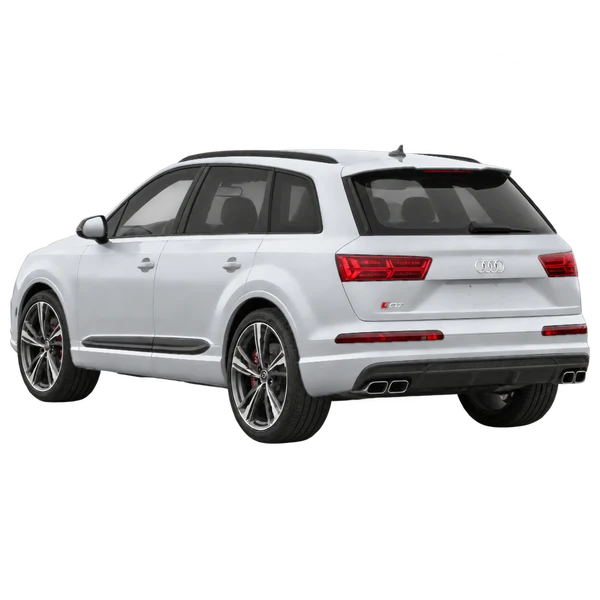 2019 Audi SQ7 in Silber, Ansicht: Dreiviertelansicht von hinten (nach links gerichtet)