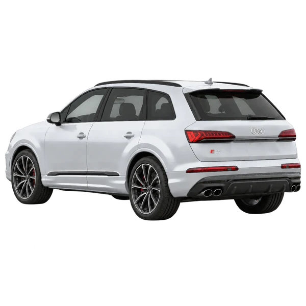 2020 Audi SQ7 in Silber, Ansicht: Dreiviertelansicht von hinten (nach links gerichtet)