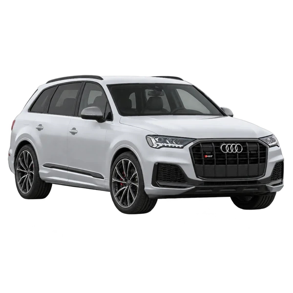 2021 Audi SQ7 in Silber, Ansicht: Dreiviertelansicht vorne (nach links gerichtet)
