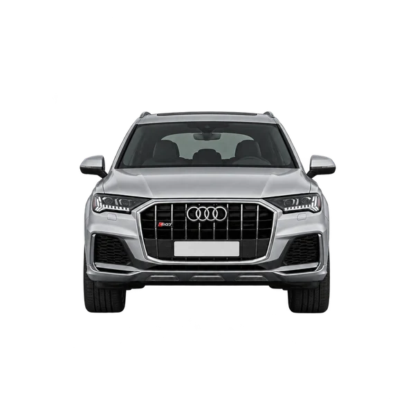 Audi SQ7 2027 باللون فضي، منظر أمامي