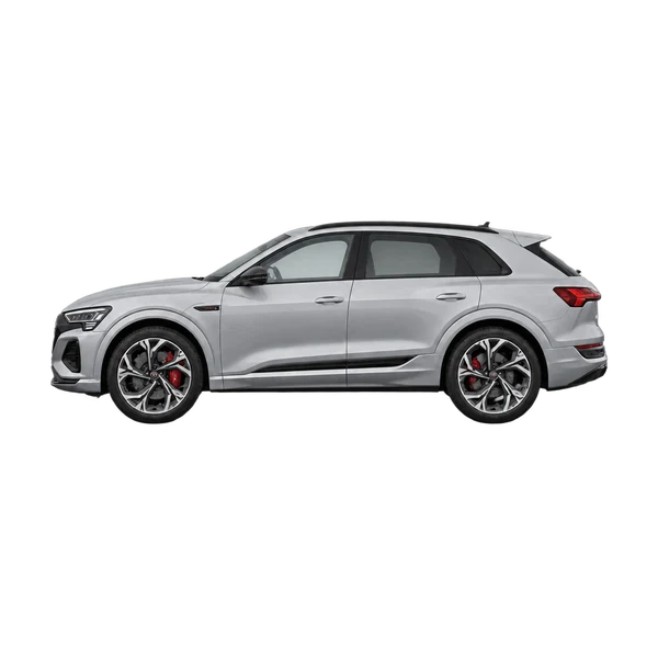 Audi SQ8 E-Tron 2023 prata, vista lateral (voltada para a esquerda)