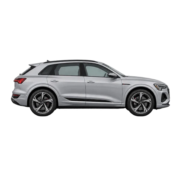 Audi SQ8 E-Tron 2024 prata, vista lateral (voltada para a direita)