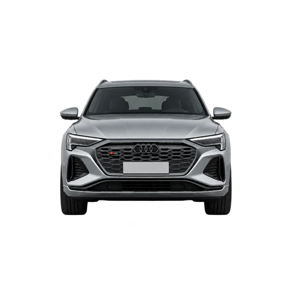 Audi SQ8 E-Tron 2025 prata, vista frente
