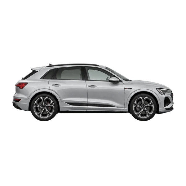 Audi SQ8 E-Tron 2025 prata, vista lateral (voltada para a direita)