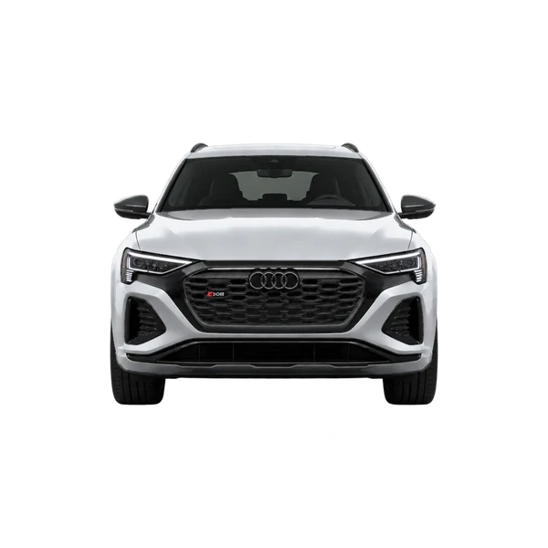 Audi SQ8 Sportback E-Tron 2024 باللون فضي، منظر أمامي