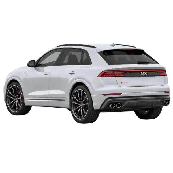 2019 Audi SQ8 in Silber, Ansicht: Dreiviertelansicht von hinten (nach links gerichtet)