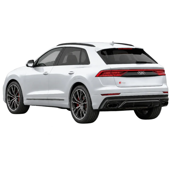 2020 Audi SQ8 in Silber, Ansicht: Dreiviertelansicht von hinten (nach links gerichtet)