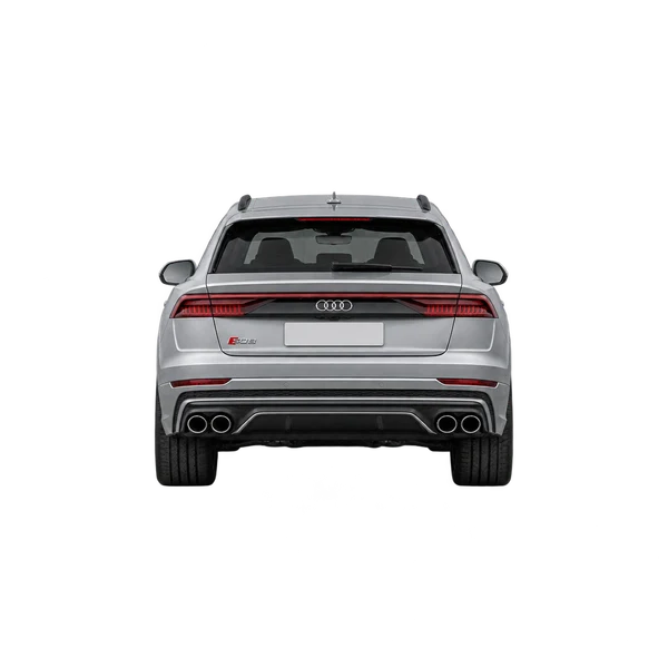 Audi SQ8 2022 باللون فضي، منظر من الخلف