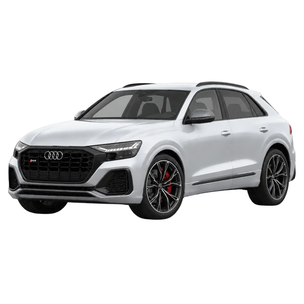 2026 Audi SQ8 in Silber, Ansicht: Dreiviertelansicht vorne (nach links gerichtet)