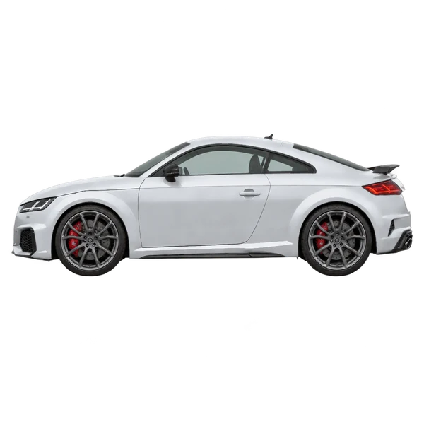 Audi TT RS Coupe 2024 argent, vue côté (vers la gauche)