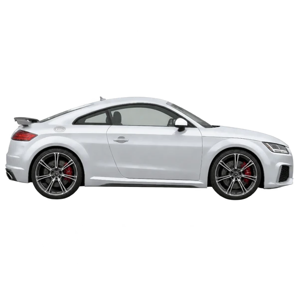 Audi TT RS 2014 باللون فضي، منظر منظر جانبي (باتجاه اليمين)