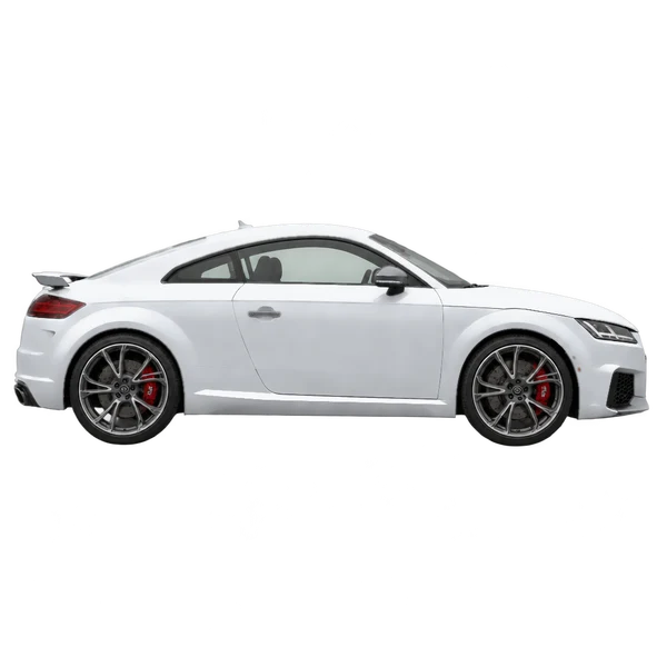 Audi TT RS 2018 باللون فضي، منظر منظر جانبي (باتجاه اليمين)