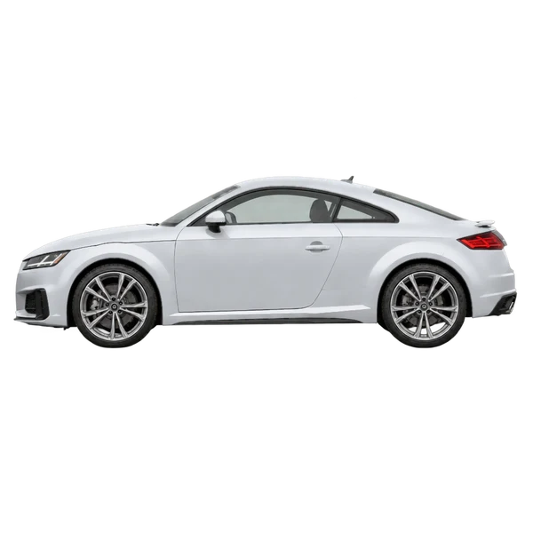 Audi TTS Coupe 2023 en plateado, vista lateral (mirando a la izquierda)