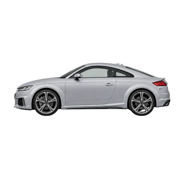 Audi TTS 2024 باللون فضي، منظر جانبي (متجه إلى اليسار)