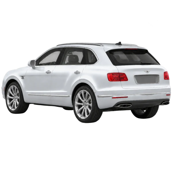 2021 Bentley Bentayga in Silber, Ansicht: Dreiviertelansicht von hinten (nach links gerichtet)