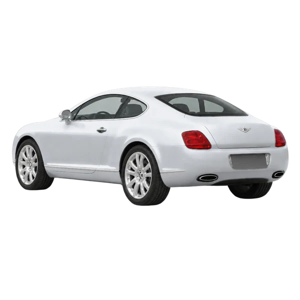silver 2004 Bentley Continental GT rear three-quarter (facing left) view