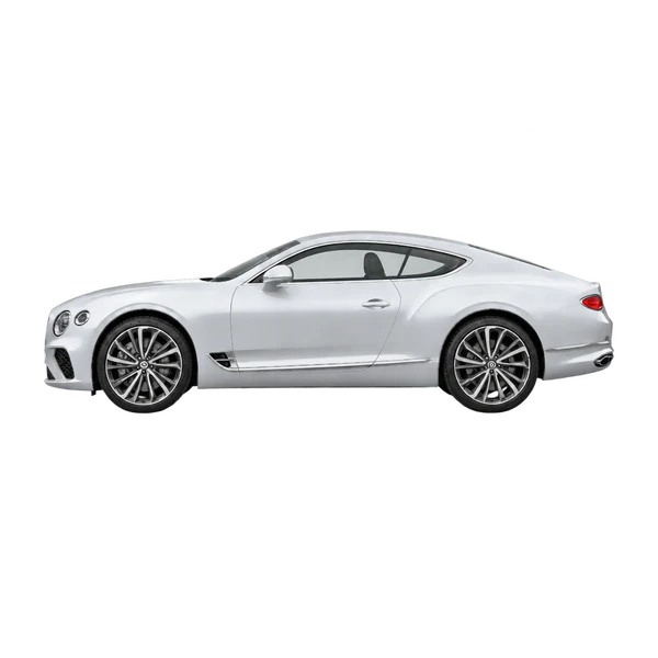 Bentley Continental GT 2025 prata, vista lateral (voltada para a esquerda)