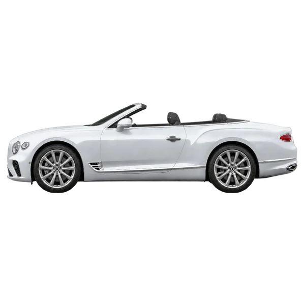 Bentley Continental GTC 2026 prata, vista lateral (voltada para a esquerda)