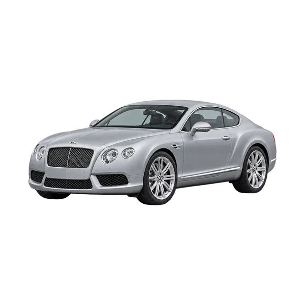 シルバーの2014 Bentley Continental（フロントスリークォーター(左向き)ビュー）