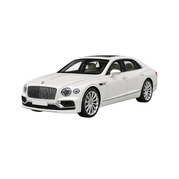 Bentley Flying Spur 2020 branco, vista dianteira em três quartos (voltada para a esquerda)
