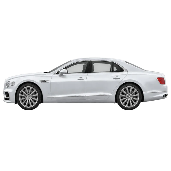 Bentley Flying Spur 2025 en plateado, vista lateral (mirando a la izquierda)