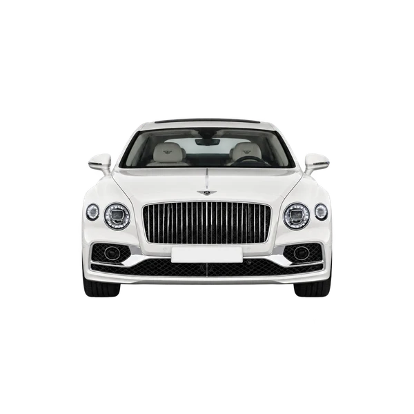Bentley Flying Spur 2027 باللون أبيض، منظر أمامي