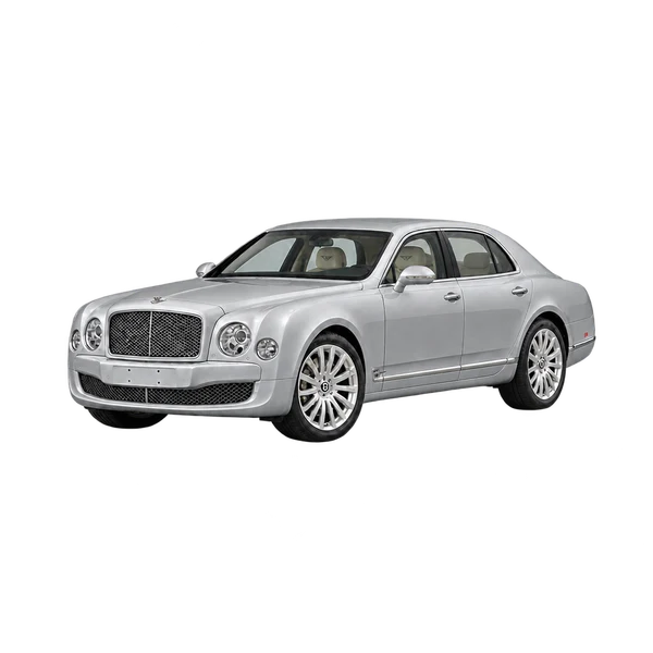 Bentley Mulsanne 2011 en plateado, vista frontal tres cuartos (hacia la izquierda)