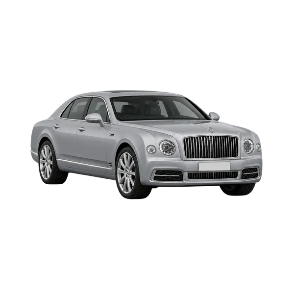 2021 Bentley Mulsanne in Silber, Ansicht: Dreiviertelansicht vorne (nach links gerichtet)
