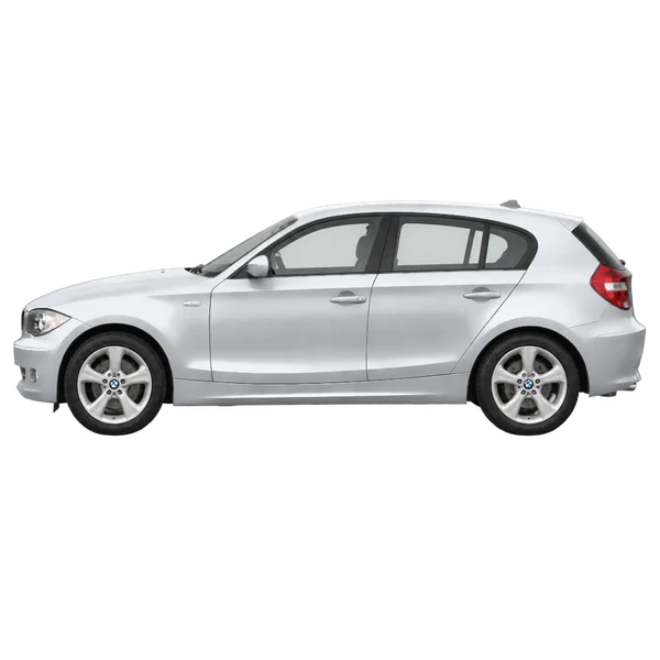 BMW 1 Series 2005 prata, vista lateral (voltada para a esquerda)