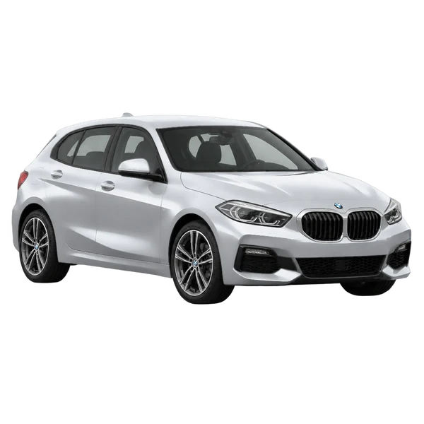 2021 BMW 1 Series in Silber, Ansicht: Dreiviertelansicht vorne (nach links gerichtet)