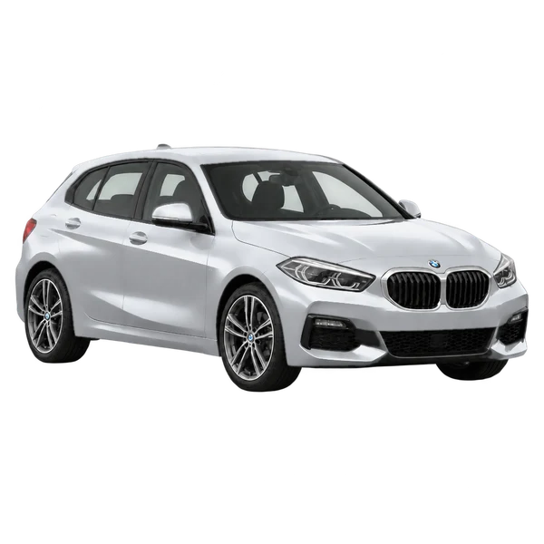 2021 BMW 1 Series in Silber, Ansicht: Dreiviertelansicht vorne (nach rechts)