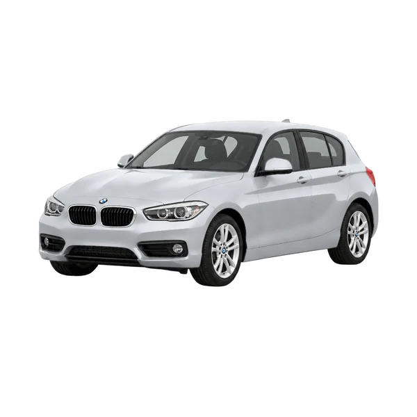 BMW 116 2016 argent, vue trois-quarts avant (orienté vers la gauche)