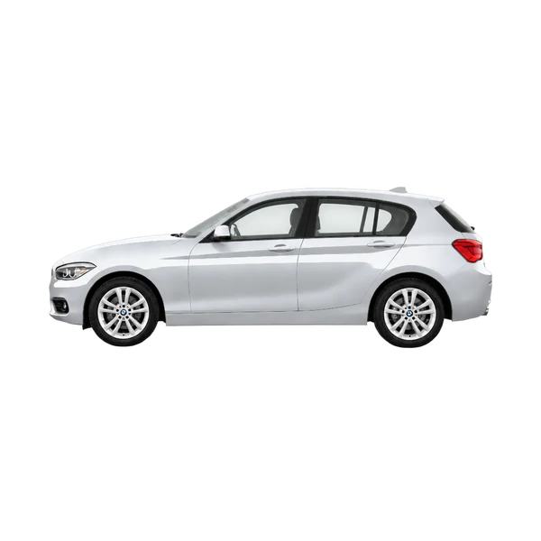 BMW 116 2016 argent, vue côté (vers la gauche)