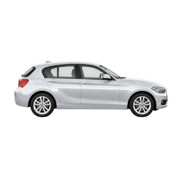 BMW 116 2016 argent, vue profil (tourné vers la droite)