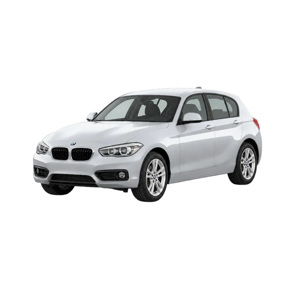 2016 BMW 118 in Silber, Ansicht: Dreiviertelansicht vorne (nach links gerichtet)