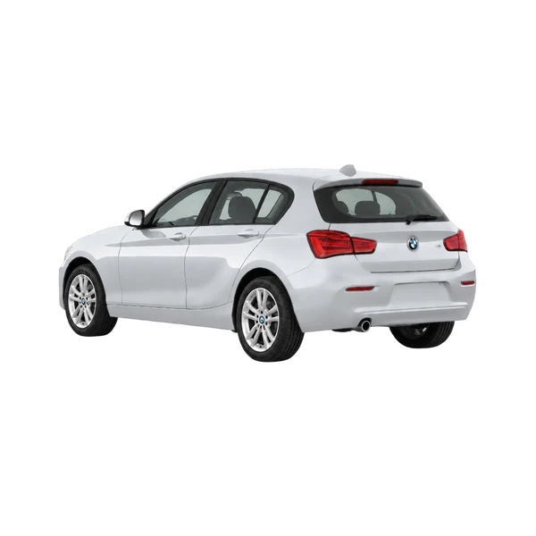 2016 BMW 118 in Silber, Ansicht: Dreiviertelansicht von hinten (nach links gerichtet)