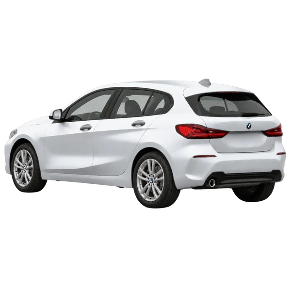 BMW 118D 2020 باللون فضي، منظر ثلاثة أرباع خلفي (باتجاه اليسار)
