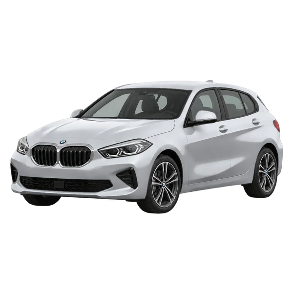 2026 BMW 120 in Silber, Ansicht: Dreiviertelansicht vorne (nach links gerichtet)