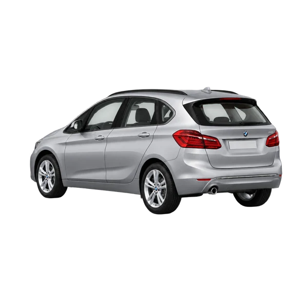 2019 BMW 218 in Silber, Ansicht: Dreiviertelansicht von hinten (nach links gerichtet)