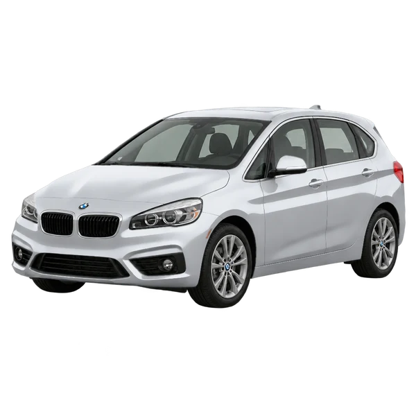 BMW 225I 2017 باللون فضي، منظر منظر أمامي بزاوية ثلاثة أرباع (متجه لليسار)