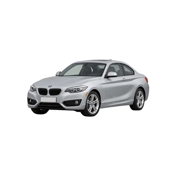 シルバーの2016 BMW 228i（フロントスリークォーター(左向き)ビュー）