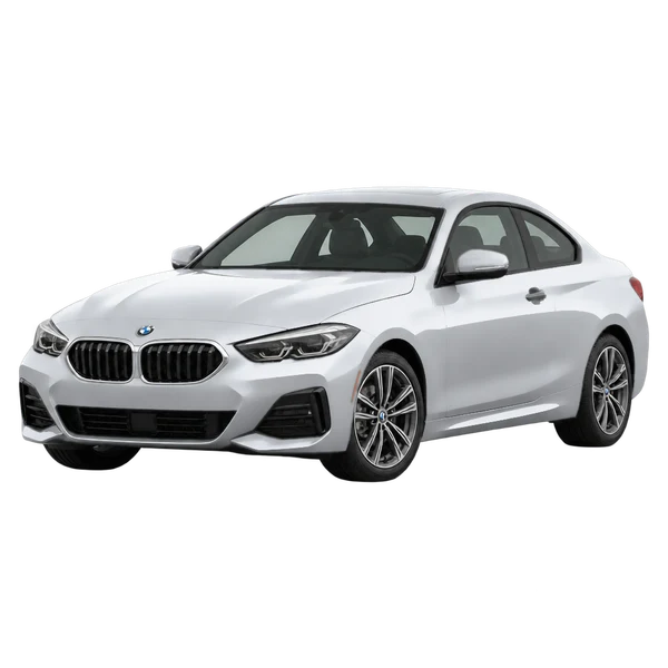 シルバーの2023 BMW 228i（フロントスリークォーター(左向き)ビュー）