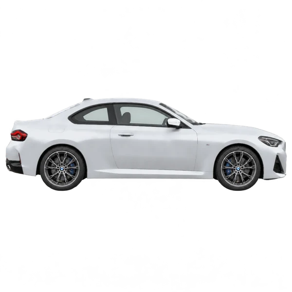 シルバーの2025 BMW 230i Coupe（側面（右向き）ビュー）