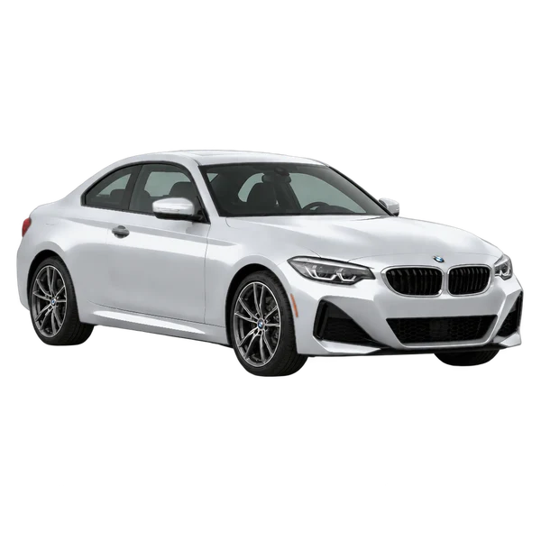 シルバーの2021 BMW 230i（フロントスリークォーター(左向き)ビュー）