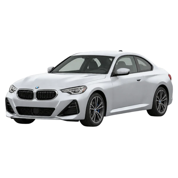 シルバーの2022 BMW 230i（フロントスリークォーター(左向き)ビュー）
