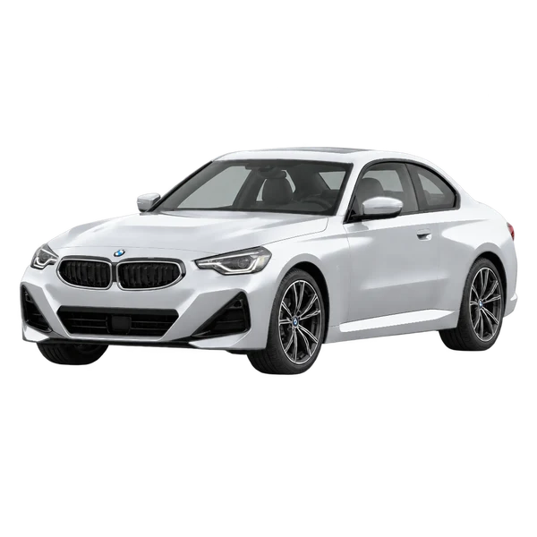 シルバーの2023 BMW 230i（フロントスリークォーター(左向き)ビュー）