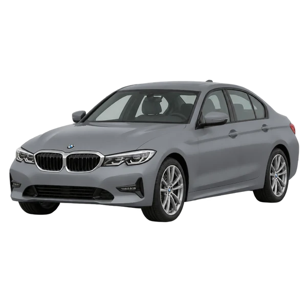 gray 2025 BMW 3-Serie front three-quarter (facing left) view