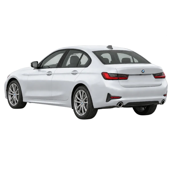 silver 2025 BMW 3-Serie rear three-quarter (facing left) view
