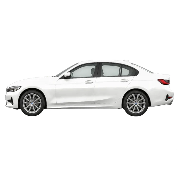 white 2019 BMW 3 Series side (facing left) view
