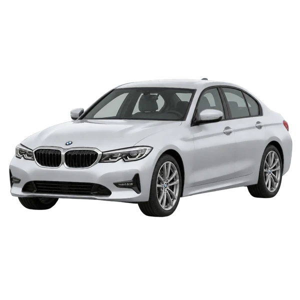 シルバーの2020 BMW 3 Series(フロントスリークォーター(左向き)ビュー)